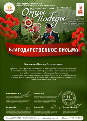 Международный патриотический конкурс-фестиваль, посвящённый празднованию 80-летия Победы 