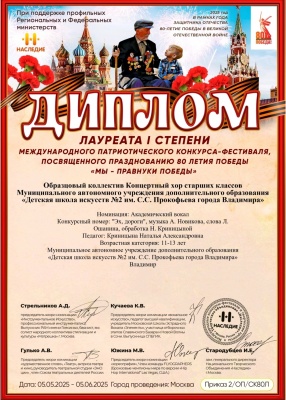 Международный патриотический конкурс-фестиваль, посвящённый празднованию 80-летия Победы 